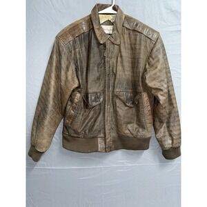 Bechamel Genuine Leather Pilot Jacket Mens Small Brown Vintage‎ Korean made
